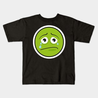 crying green emoji face Kids T-Shirt